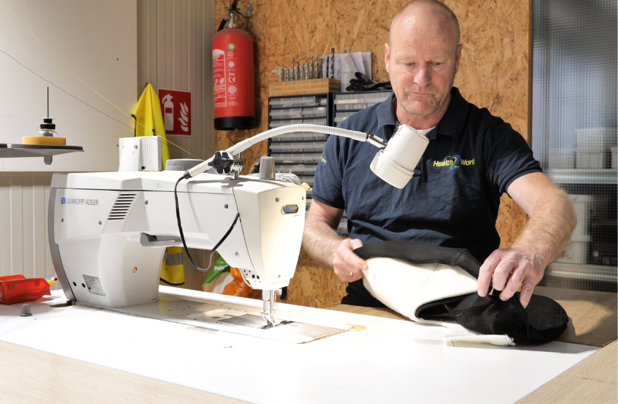 Op maat gemaakte stoffering voor ergonomische stoelen bij Health2Work